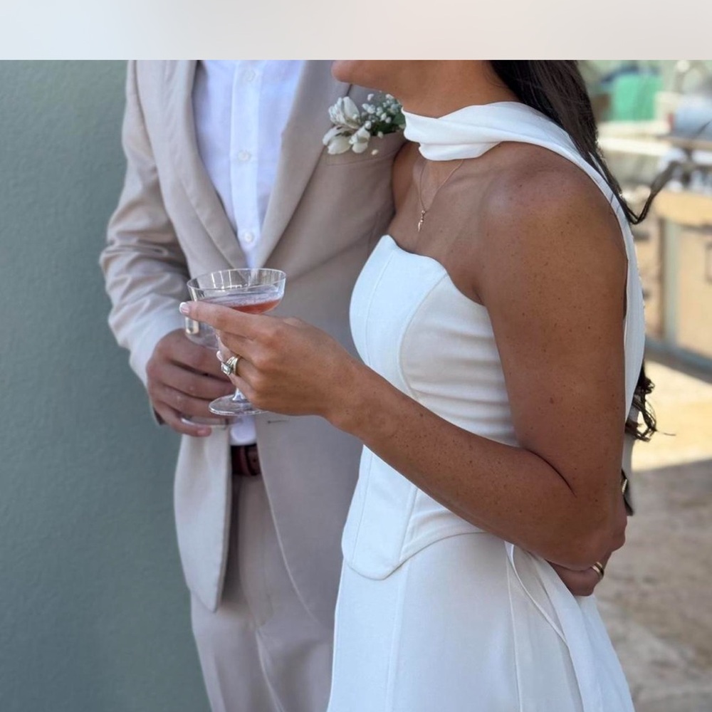 Reformation Cream Strapless Maxi Dress